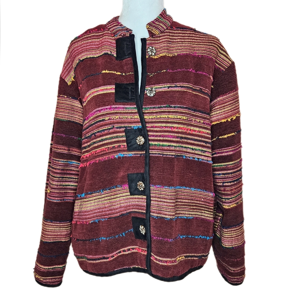White Stag Tapestry Jacket Womens Small Vintage Slouchy Global Eclectric Pockets